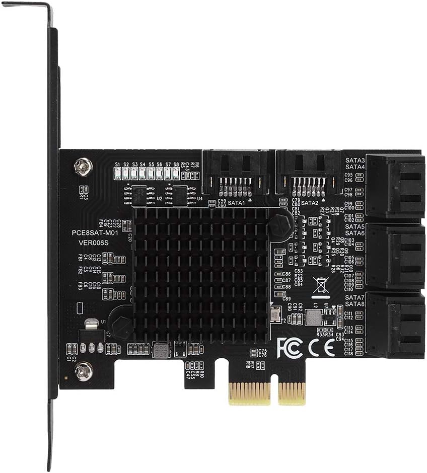 PCI-E to SATA 3.0 Card, 8-Port SATA3.0 Interface Expansion Card, Pack of 2 O4675