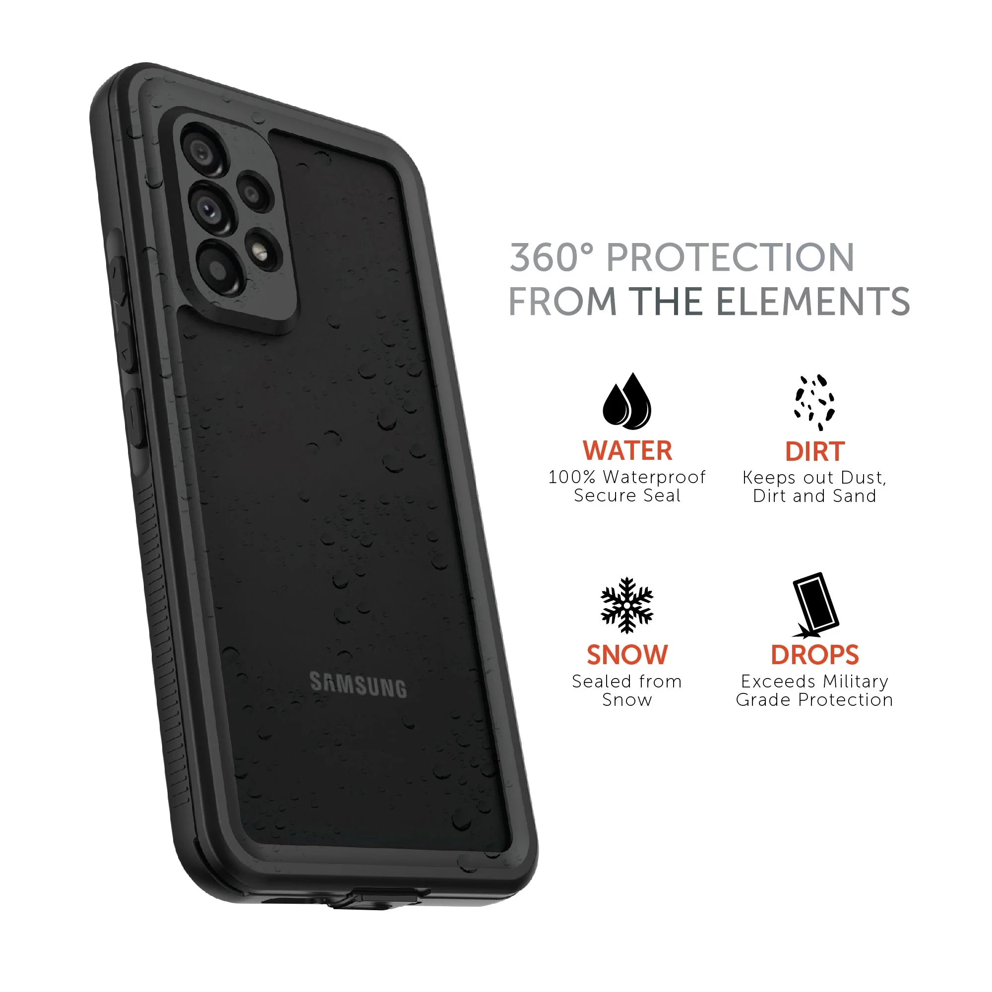 Black/Clear Waterproof Phone Case for Samsung Galaxy A53 5G Y66260