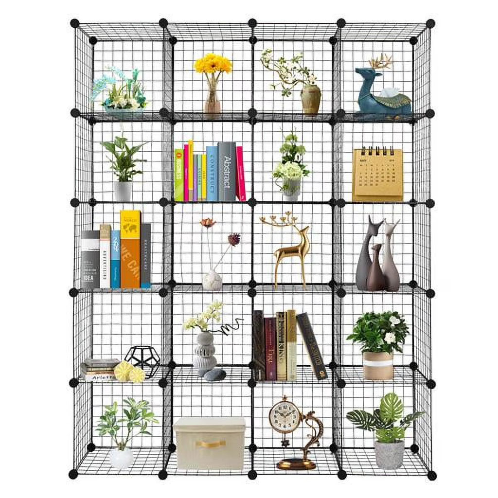 20-Cube Metal Grid Storage Shelves Organizer Bookcase S887736