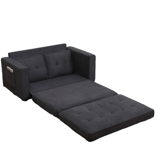3-in-1 Upholstered Futon Sofa Bed Game Mats, Foldable Pull Out Sleeper Couch Bed, Convertible Floor Game Mats, Dark Gray Y699858