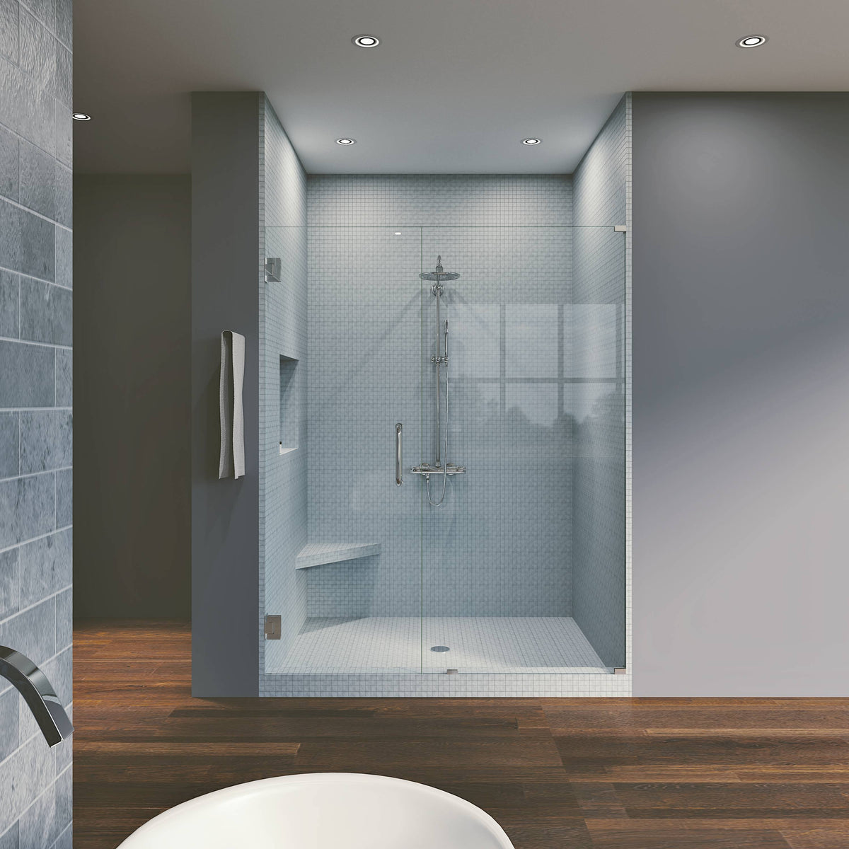 Chrome Frameless Hinged Shower Door E4379