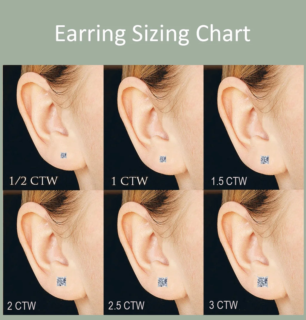 3 Carat Cushion Cut Moissanite Solitaire Stud Earrings C531