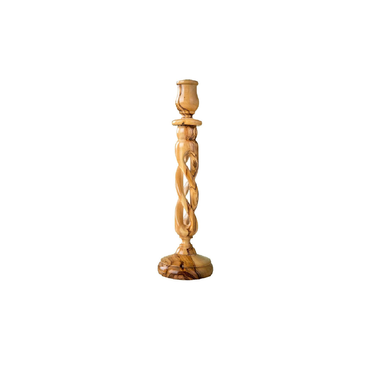 Olive Wood Winding Candle Holder I945