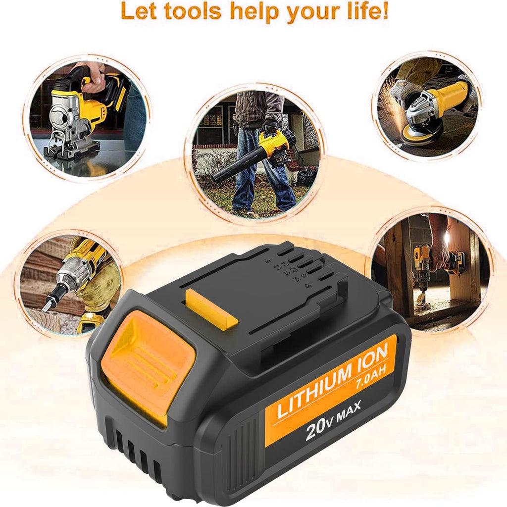 2 Packs 7.0Ah DCB207 Battery Compatible with Dewalt 20V Max Lithium W748419