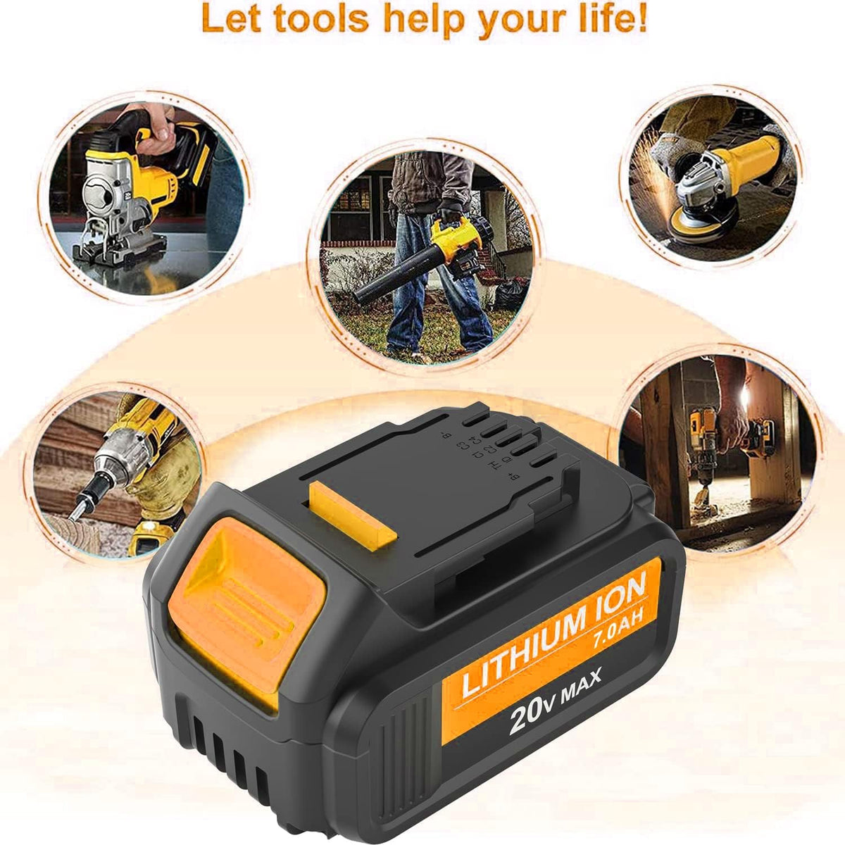 2 Packs 7.0Ah DCB207 Battery Compatible with Dewalt 20V Max Lithium W748419