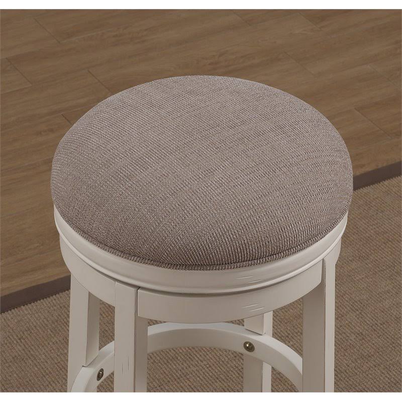 Distressed Antique White Backless Bar Stool V8132