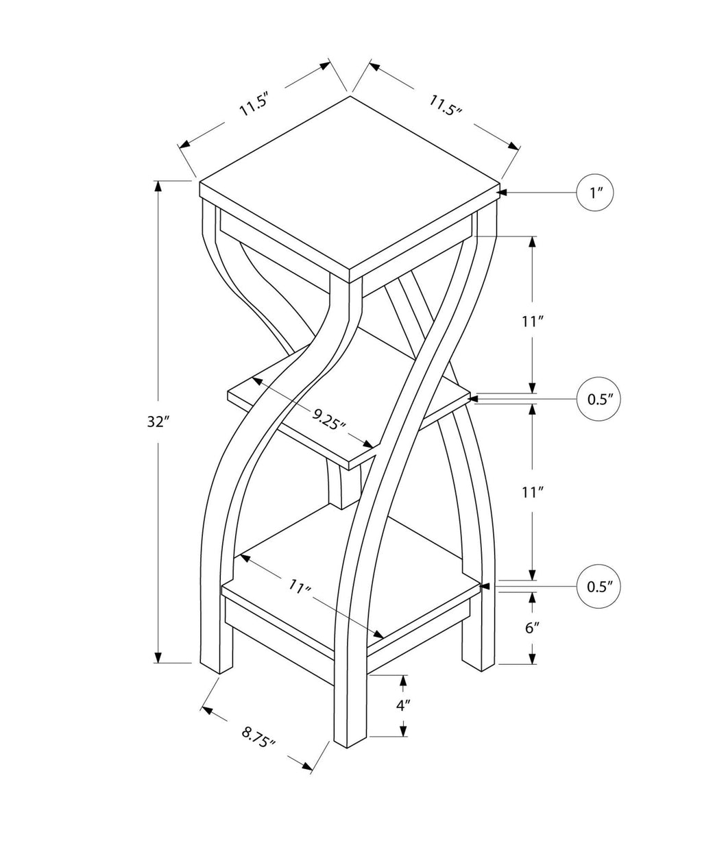 Cappuccino Particle Board Accent Table B89922