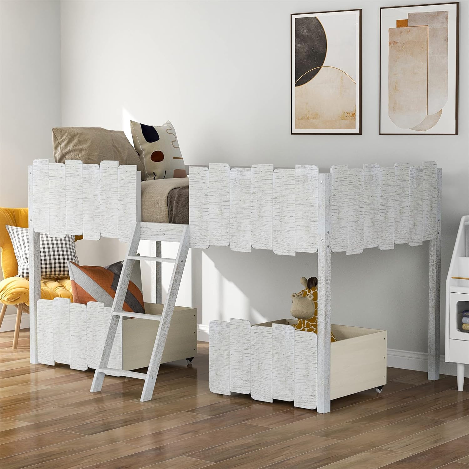 Twin Size Espresso Loft Bed with Desk and Storage Cabinet Q6630