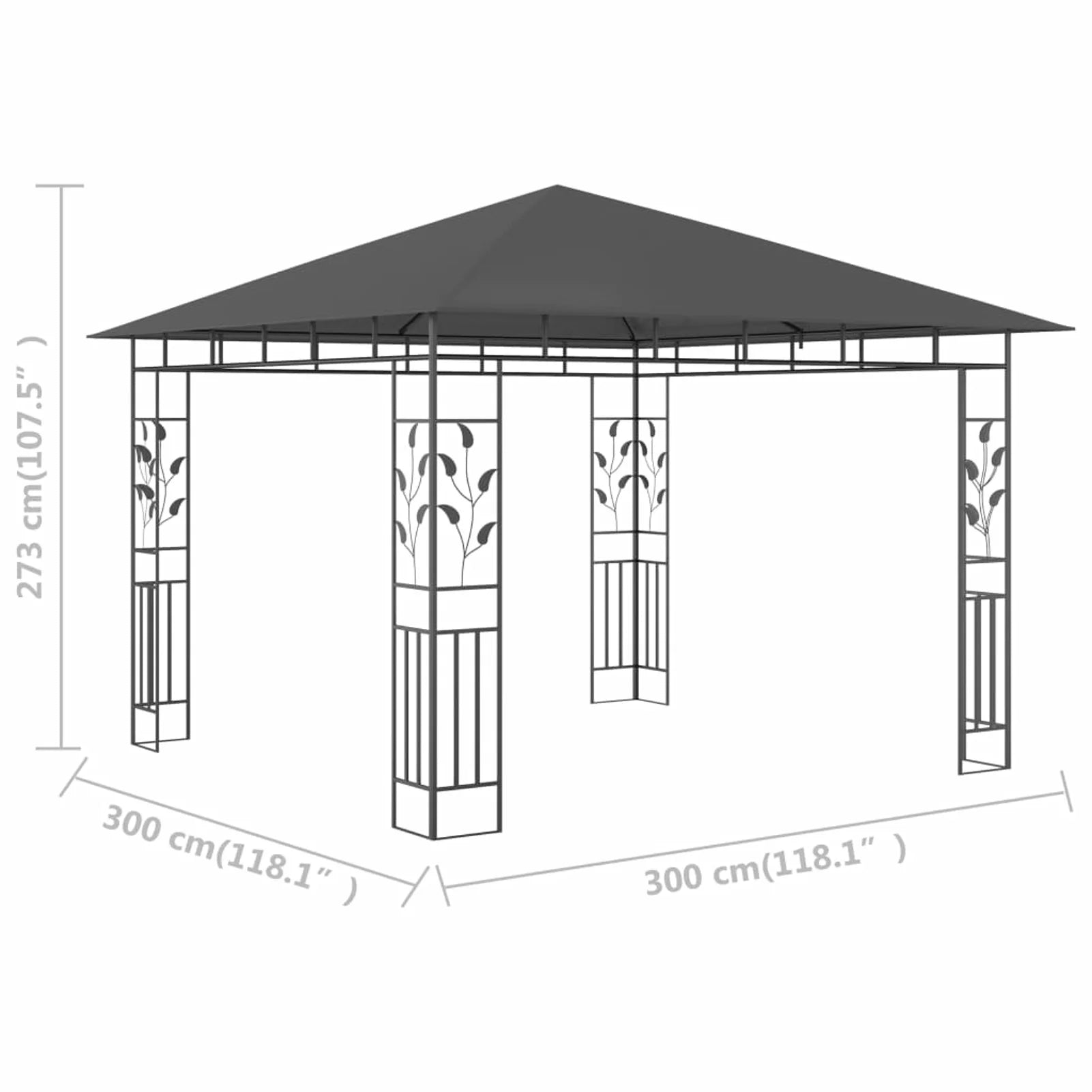 Gazebo with Mosquito Net Anthracite L850000