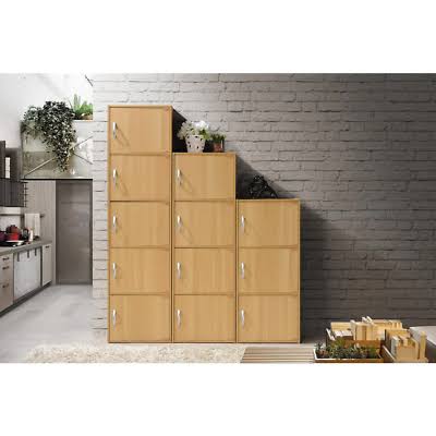 Black 5-Shelf Wood Bookcase with Doors T6735