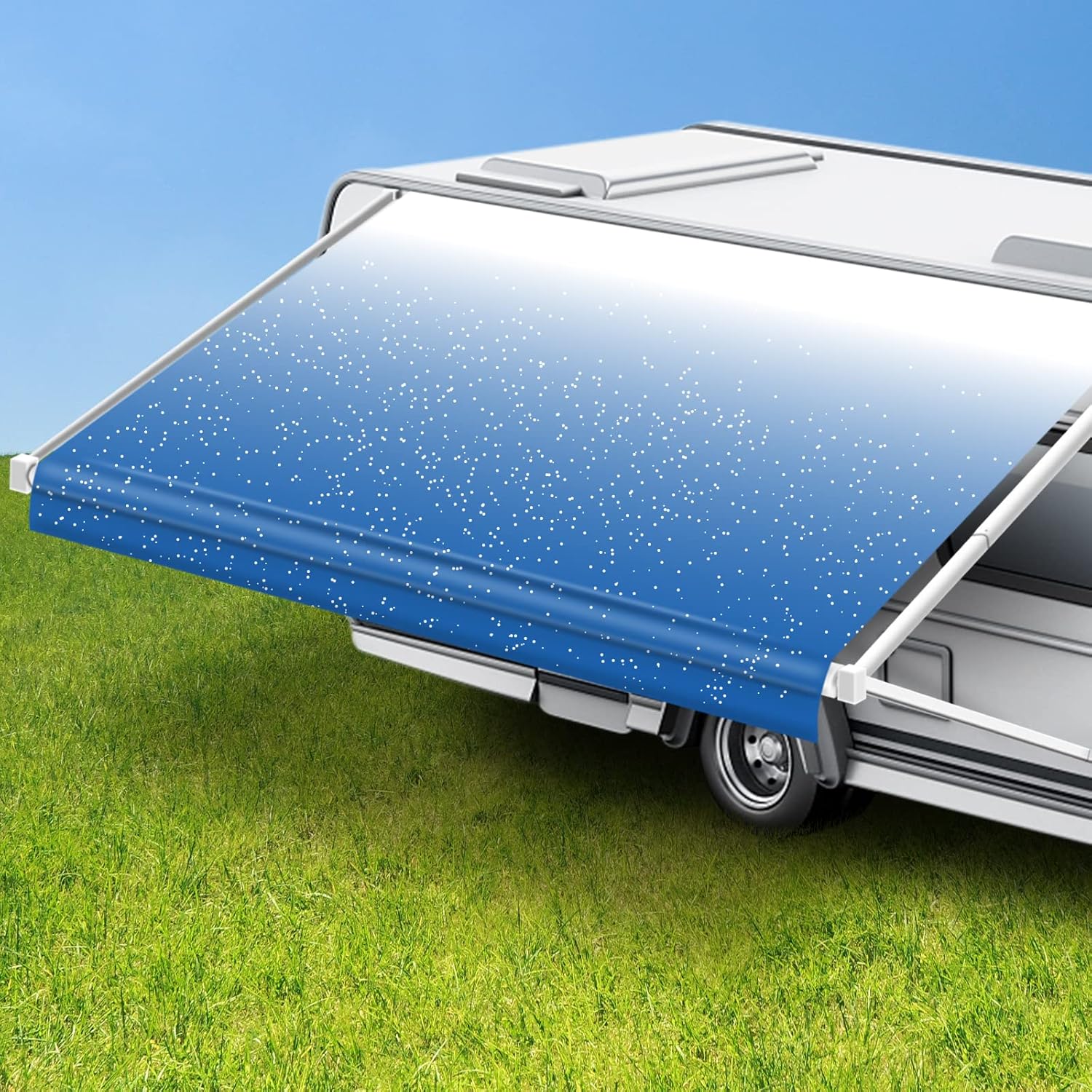 Blue Fade 15' Waterproof RV Awning Fabric Replacement I77447