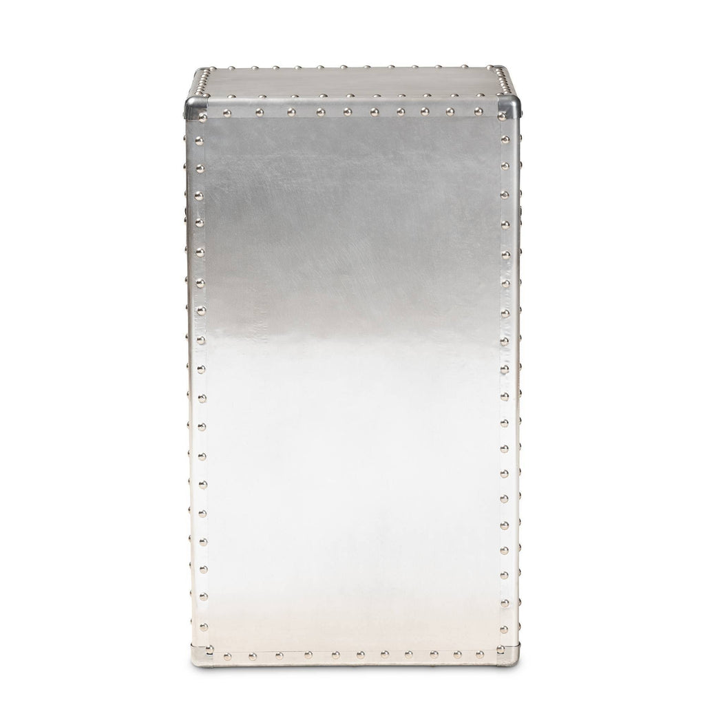 Silver 1-Door Metal Accent Storage Cabinet K88270