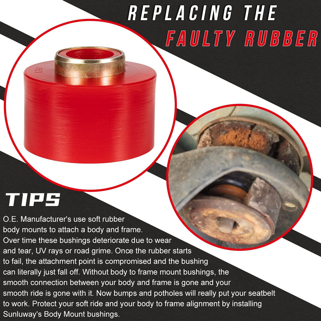 Red Polyurethane Body Mount Bushing Set Kit for Ford F150 F250 F350 R28123