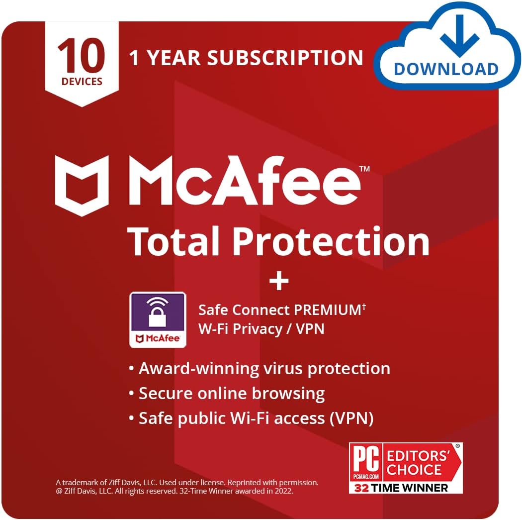 Antivirus Internet Security Software with Password Manager, Dark Web Monitoring, Parental Controls, 10 Device, 1 Year Download Code X946