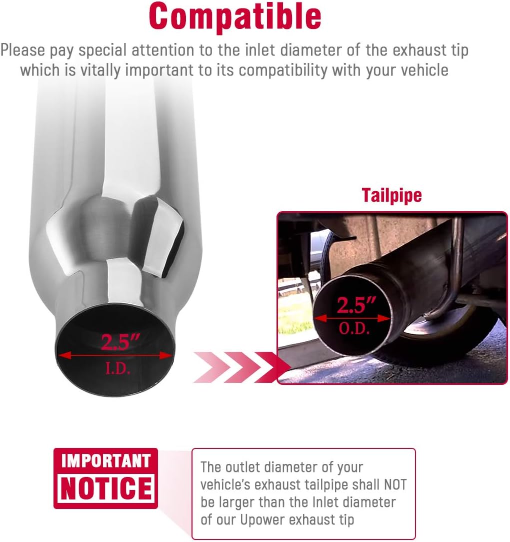 2.5" to 4" Stainless Steel Weld-On Exhaust Tips, Pack of 2 C353166