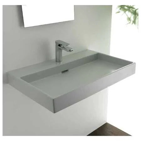 Ceramic Rectangular Vessel Bathroom Sink with Overflow U63704