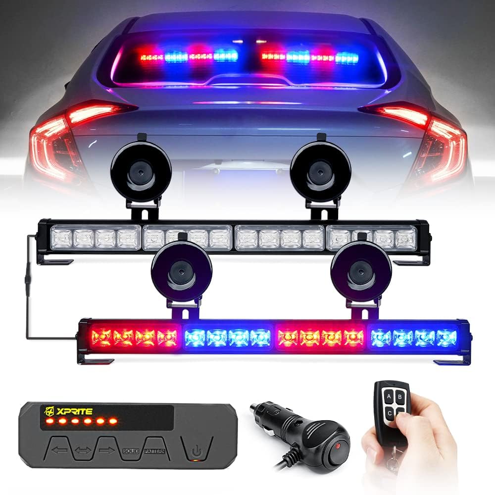 Amber LED Emergency Strobe Light Bar with Wireless Remote, Pack of 2 K125