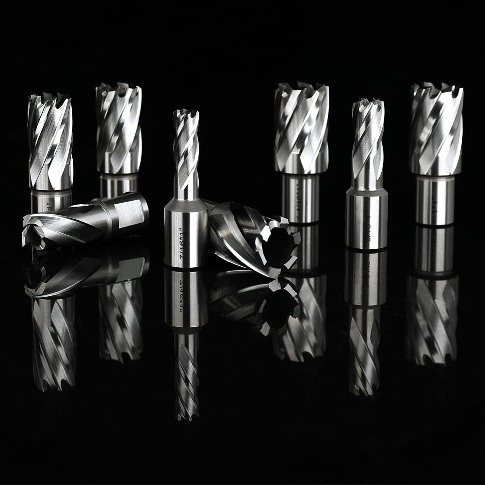 13pcs Annular Cutter Set, 1'' Cutting Depth, 3/4'' Weldon Shank, HSS Mag Drill Bits Kit with 2 pcs Pilot Pin L757