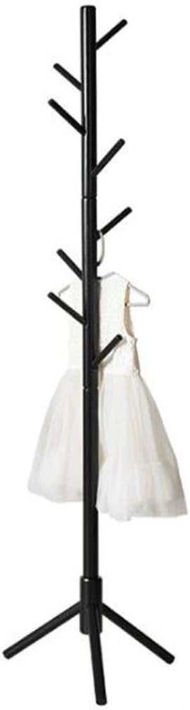 White Wooden Coat Rack Stand with 8 Hooks F6342