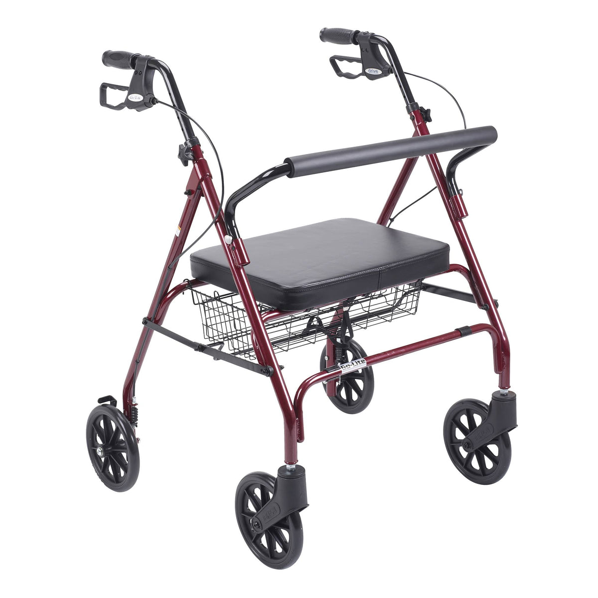 Heavy Duty Bariatric Rollator with Large Seat Red O640640