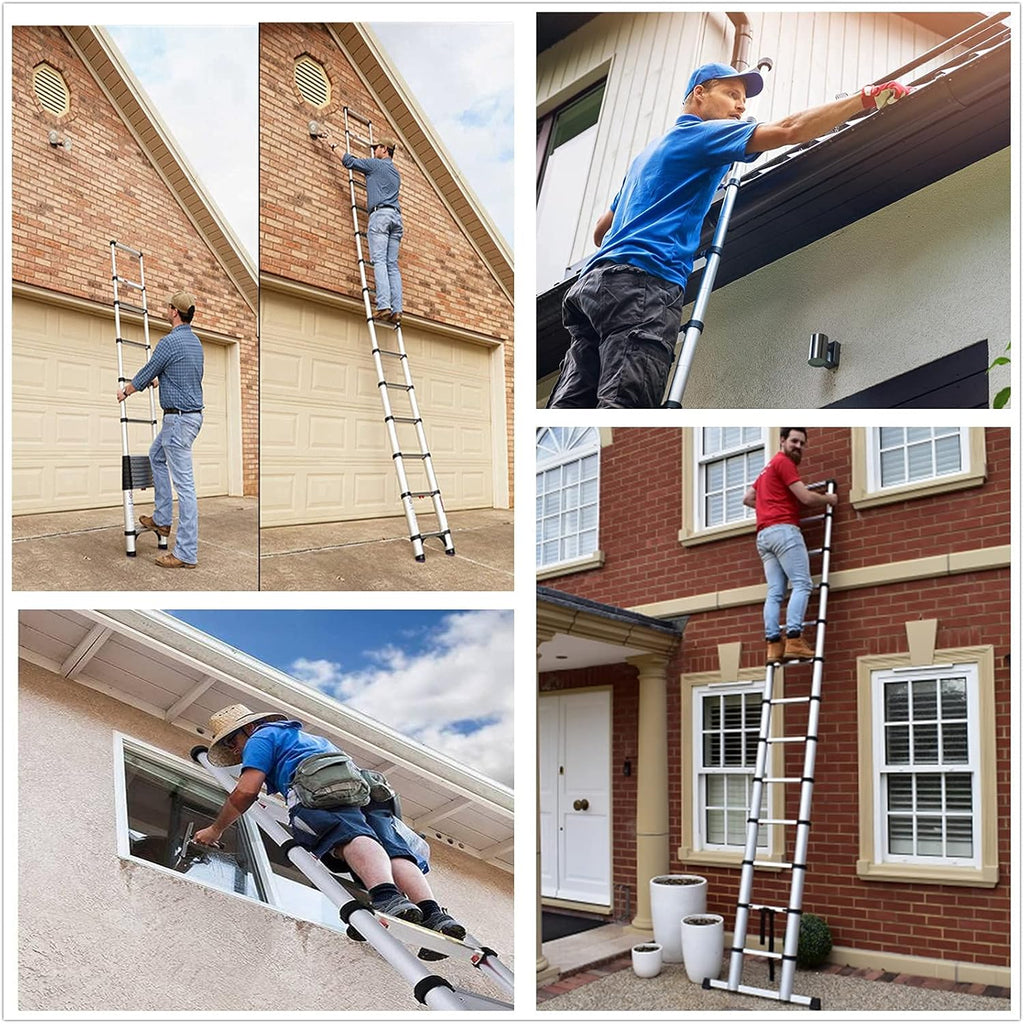 Telescoping Ladder 12.5 feet Aluminum Folding Lightweight Ladder 330 lbs Capacity A25719
