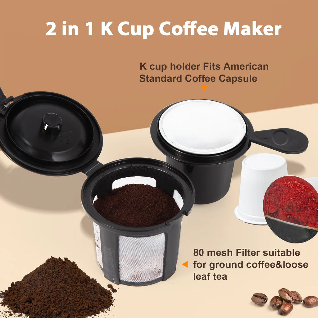 2 in 1 K Cup Coffee Maker with Single Travel Cup U8408