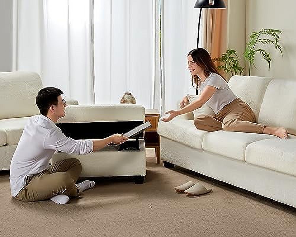 Beige Chenille Sofa Couch with Ottoman B374