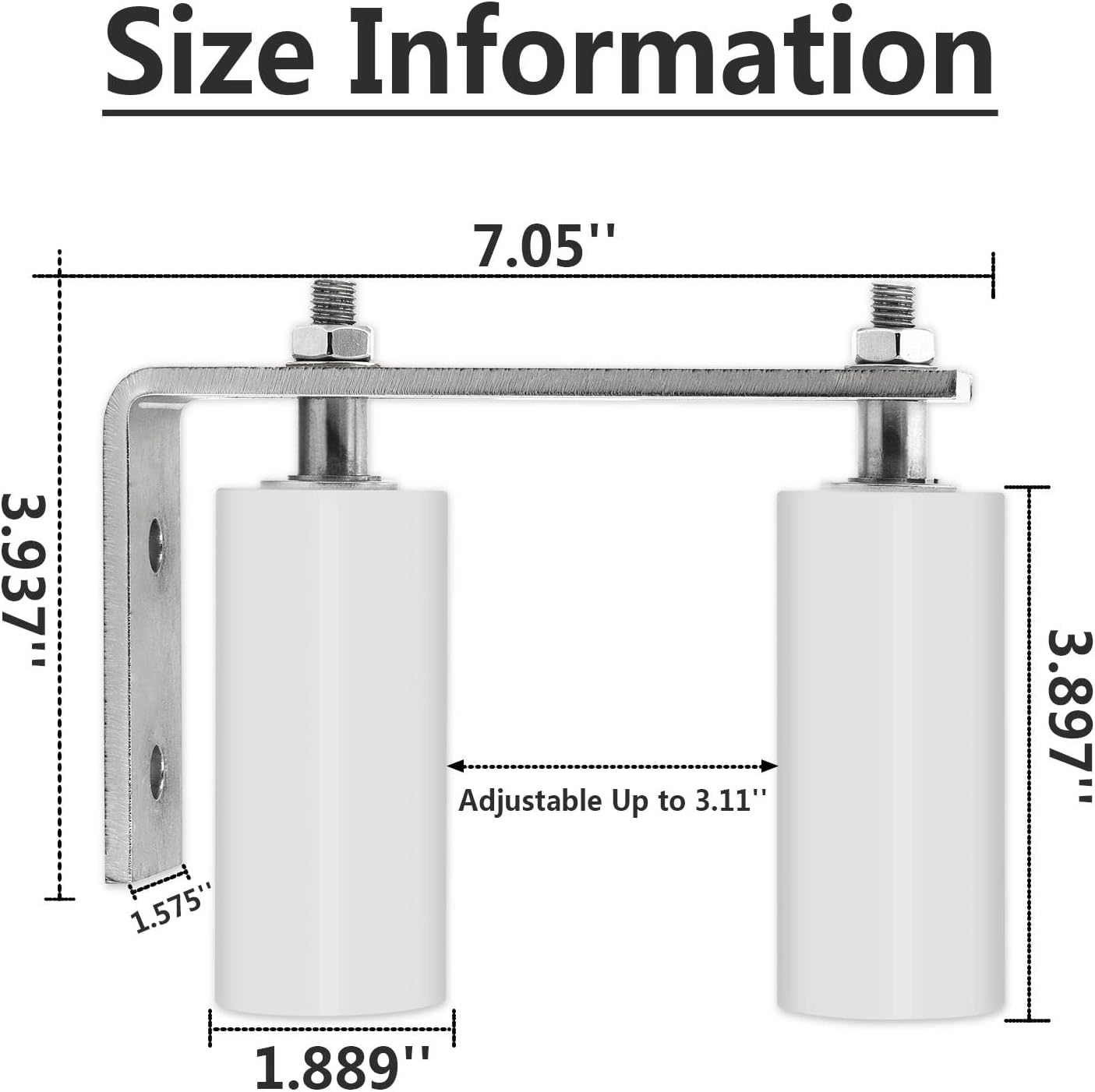 3.9 inch Pack of 2 Sliding Gate Hardware Nylon Rollers Zinc Bracket F3996