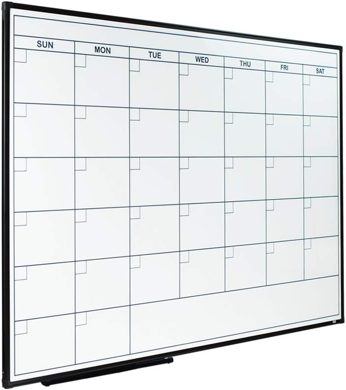 Black Aluminium Framed Magnetic Dry Erase Calendar Whiteboard 36 x 24 Inch B408