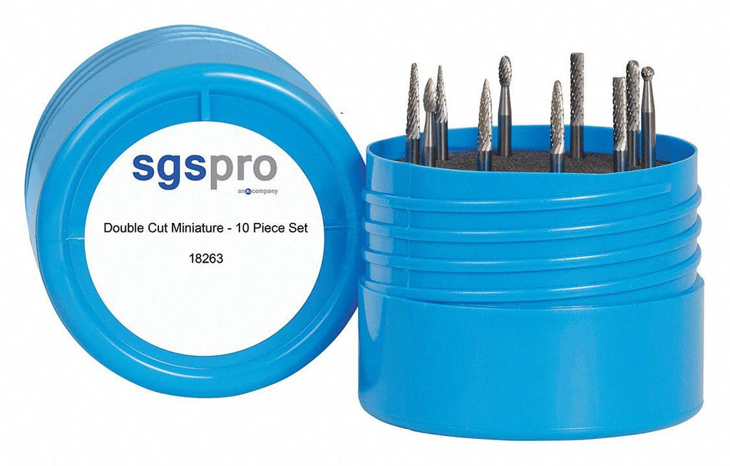 Carbide Bur Set, Double Cut, 10 Pcs, 1/8in Y5194