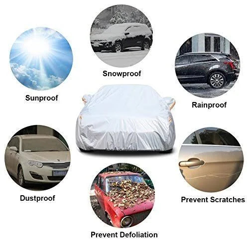 Four Layers Waterproof All Weather Car Covers with Cotton Zipper D271211