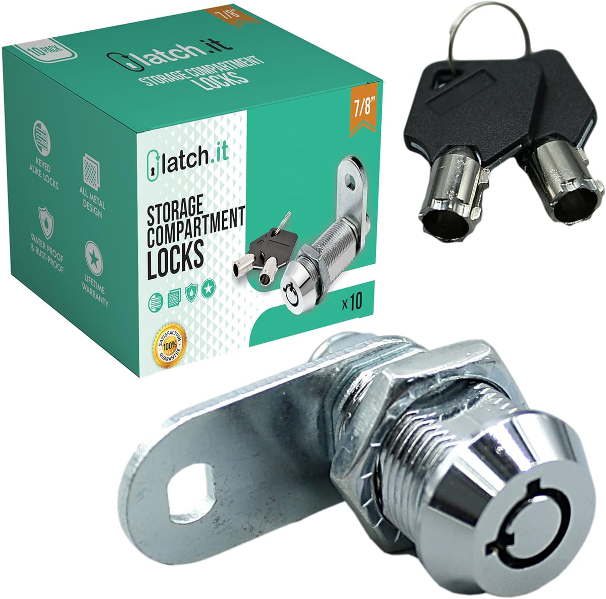 10-Pack 100% Metal RV Cam Locks with 20 Keys D664