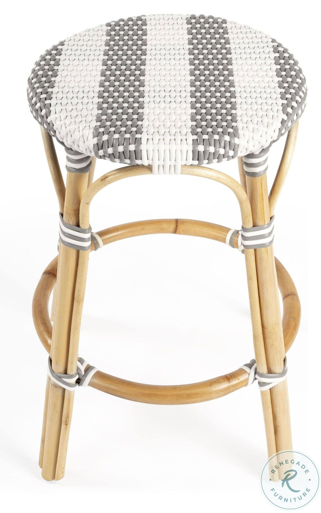 Grey & White Rattan Counter Stool M1050