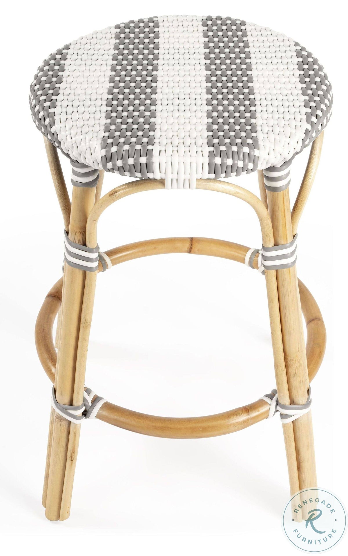 Grey & White Rattan Counter Stool M1050