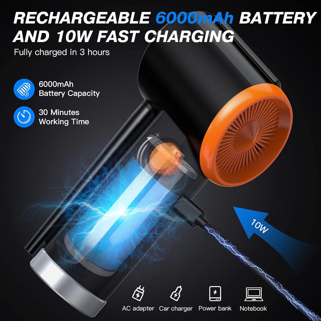 Cordless Air Blower Replaces Compressed Gas Cans, 41000 RPM, 6000mAh Rechargeable Battery W753855