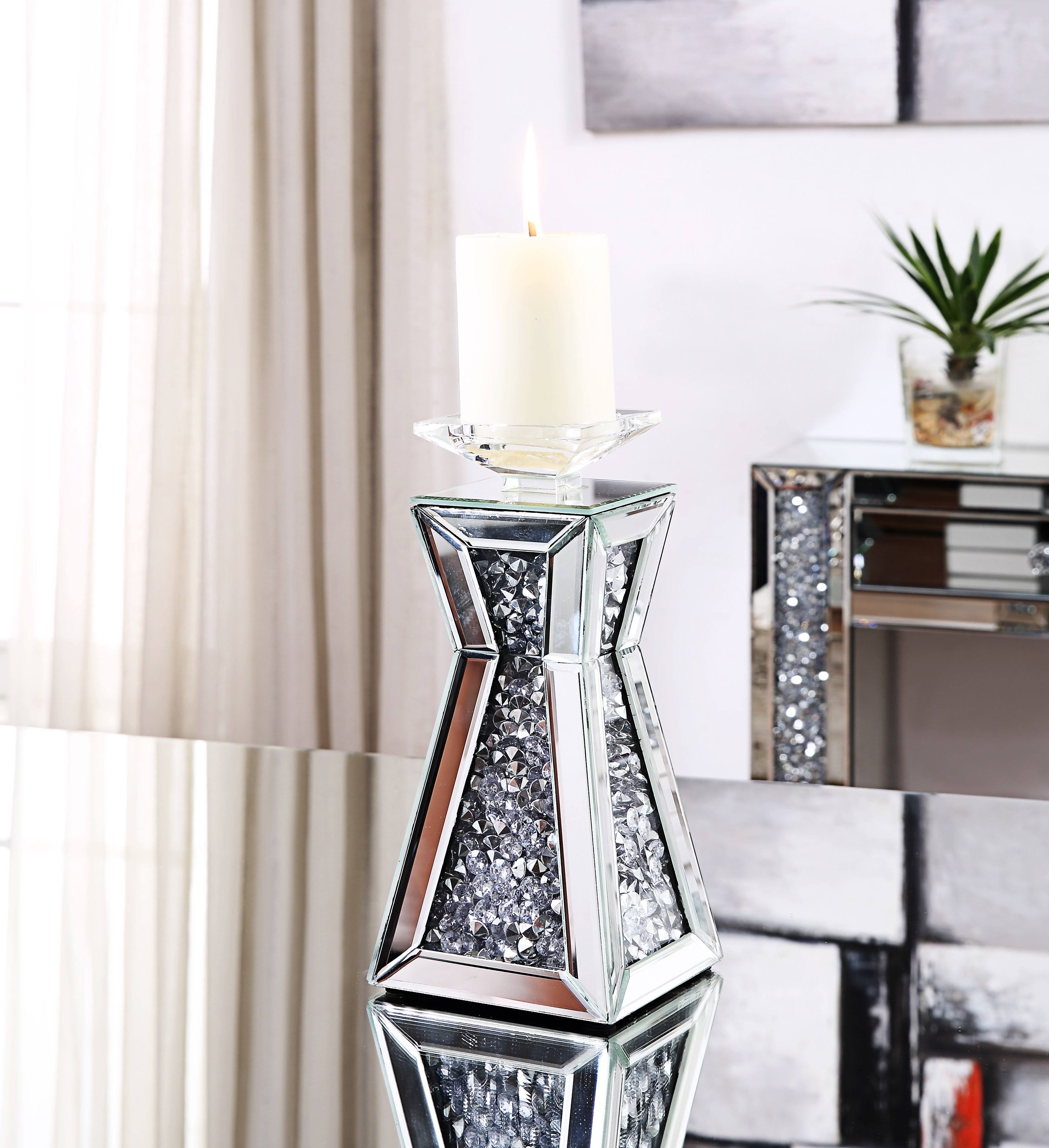 Clear Glass and Wood Candle Holder, Set of Two X17261