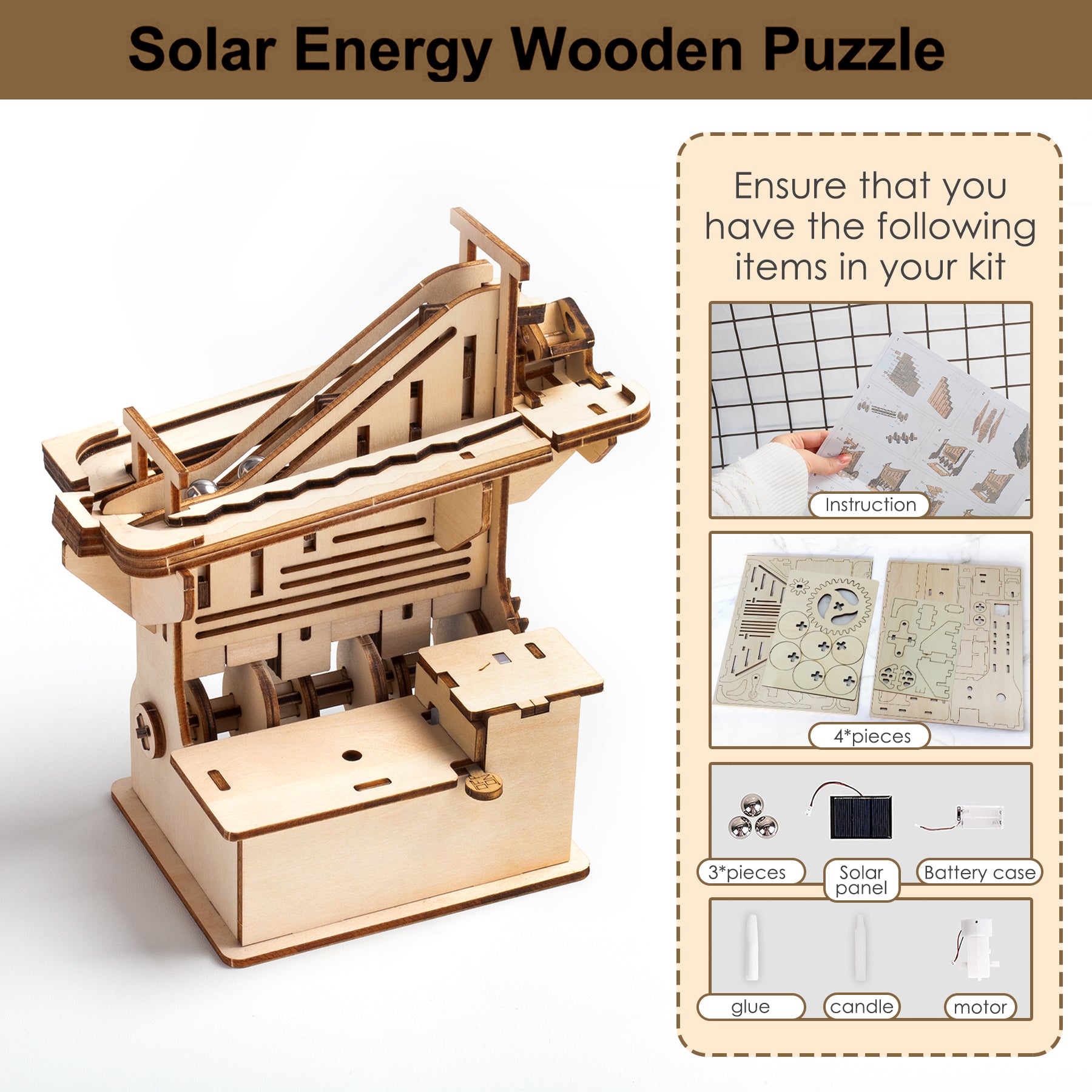 3D Wooden Puzzle Mechanical Gears Set DIY Assembly Model Kits Brain Teaser Games Building Set B514260