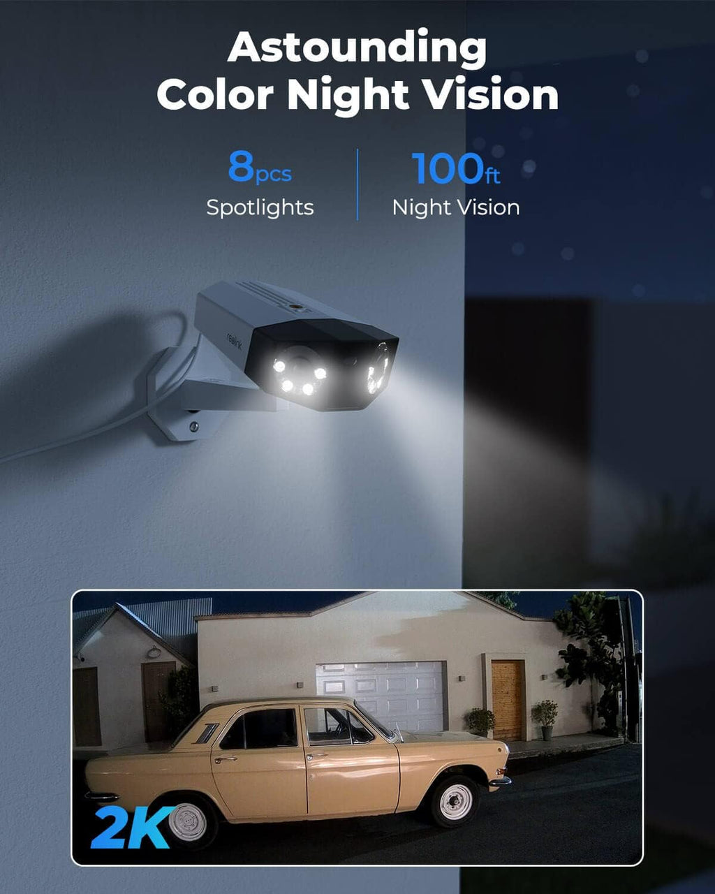 4MP Dual Lens Outdoor Security IP PoE Camera with Motion Spotlights P760