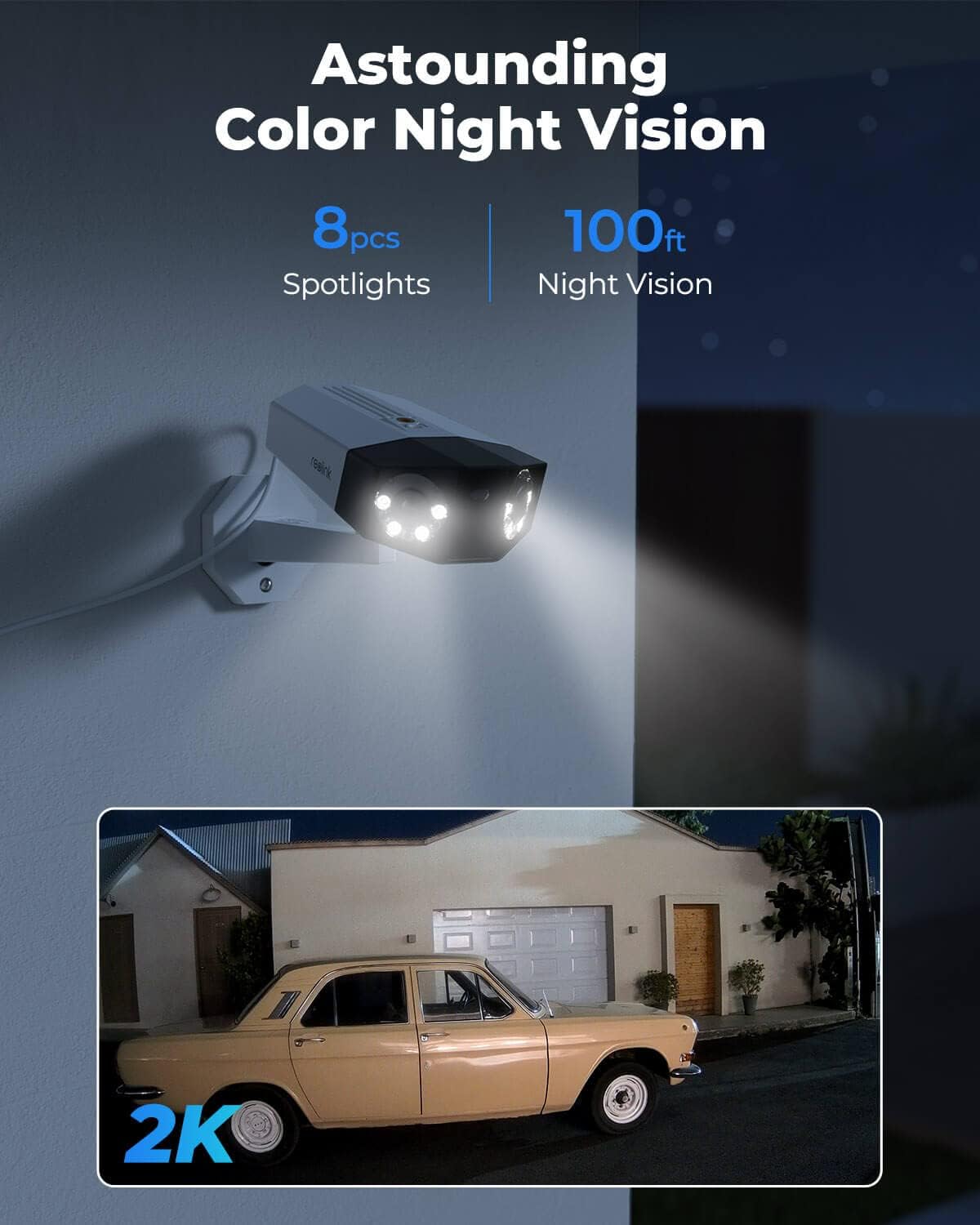 4MP Dual Lens Outdoor Security IP PoE Camera with Motion Spotlights P760