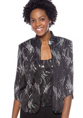Sequin Mandarin Collar Twinset K840196