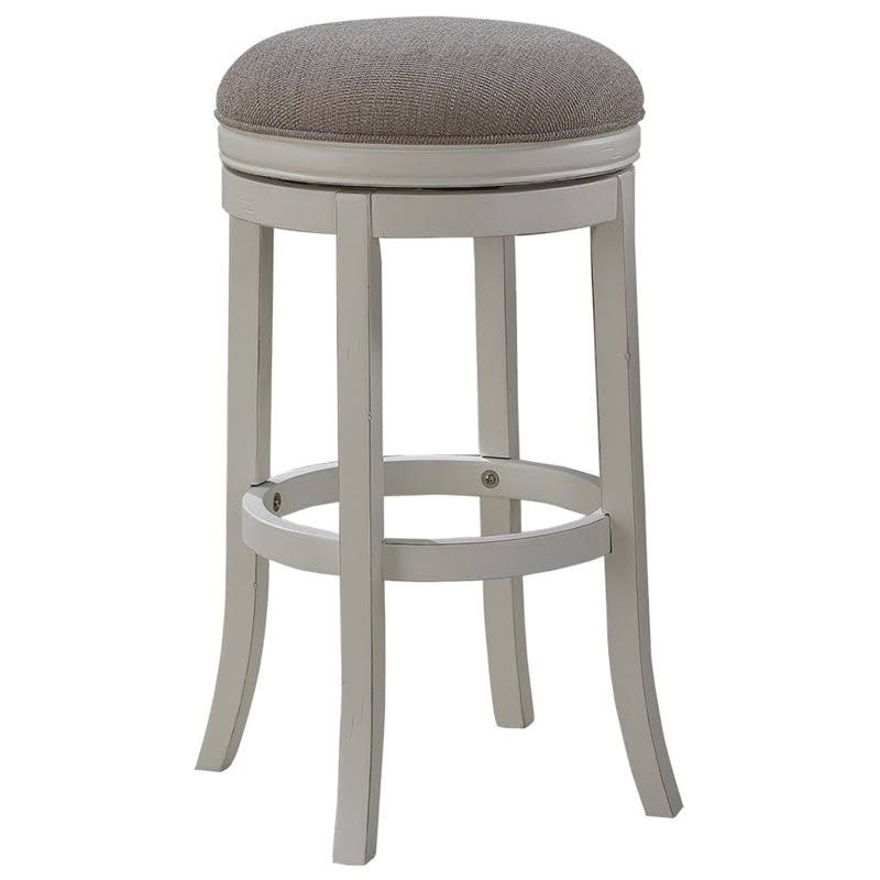 Distressed Antique White Backless Bar Stool V8132