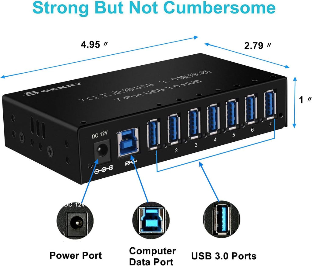 7-Port Powered USB 3.0 Hub with 12V/3A AC Adapter J8825