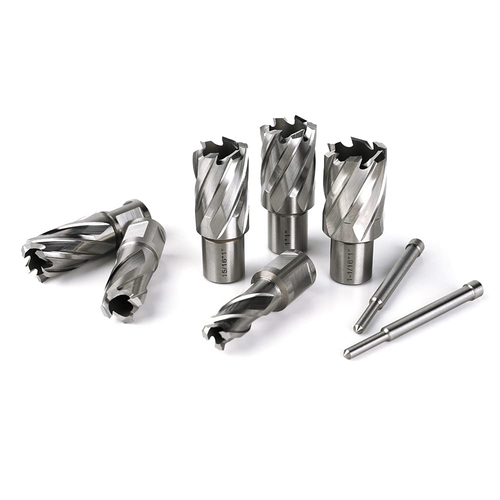 13pcs Annular Cutter Set, 1'' Cutting Depth, 3/4'' Weldon Shank, HSS Mag Drill Bits Kit with 2 pcs Pilot Pin L757