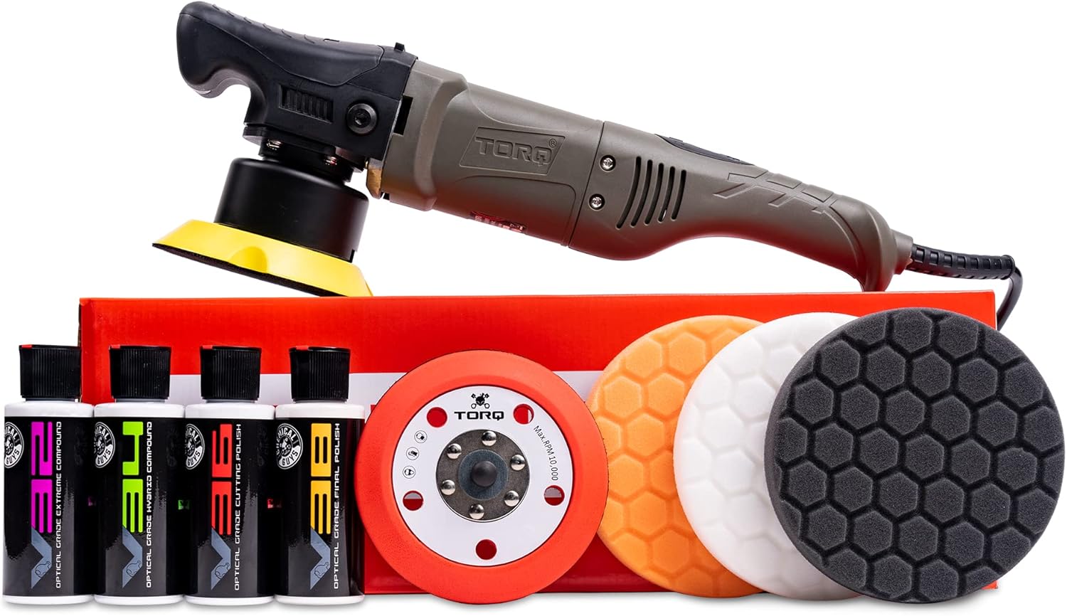 TORQ 10FX Random Orbital Polisher Kit with Pads, Pad Cleaner & Conditioner, Polishes & Compounds (11 Items) P941766