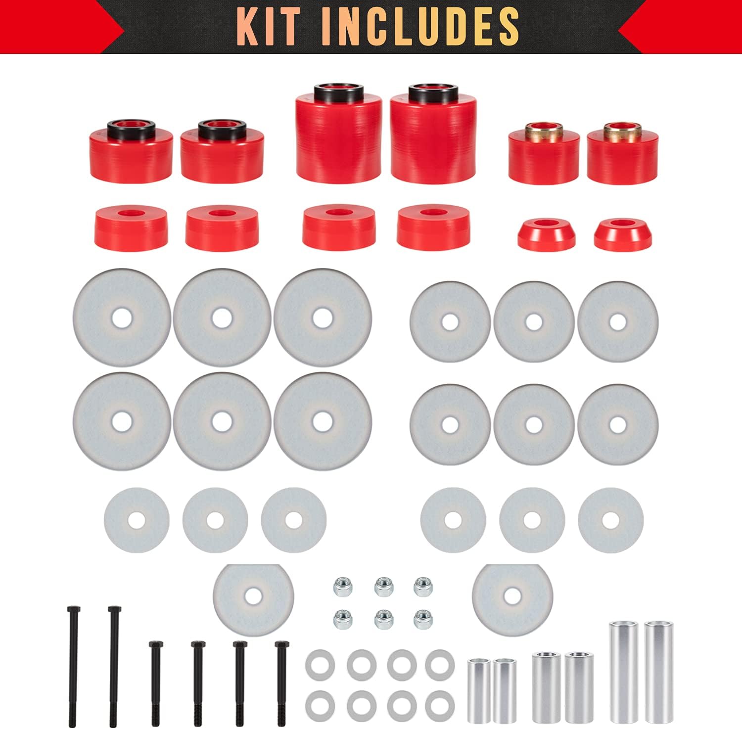 Red Polyurethane Body Mount Bushing Set Kit for Ford F150 F250 F350 R28123