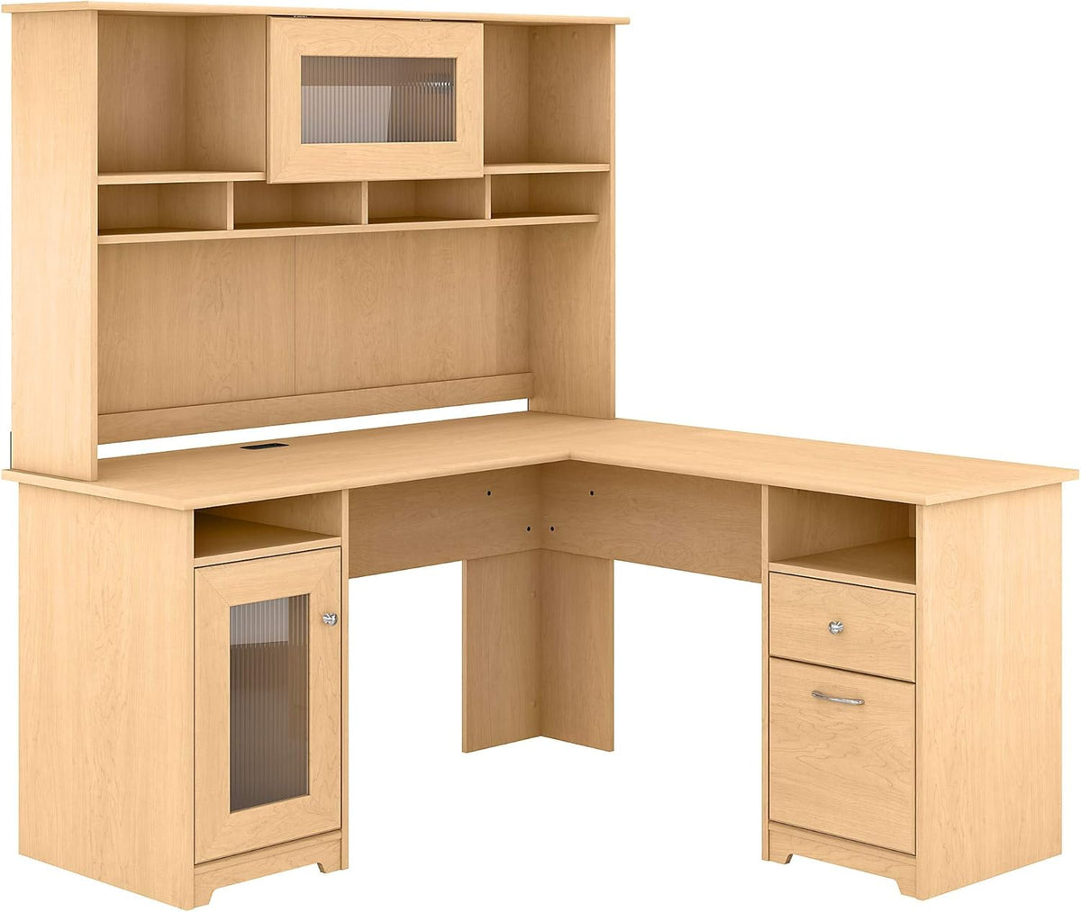 L Shaped Computer Desk with Hutch, 60W, Ash Gray K585813