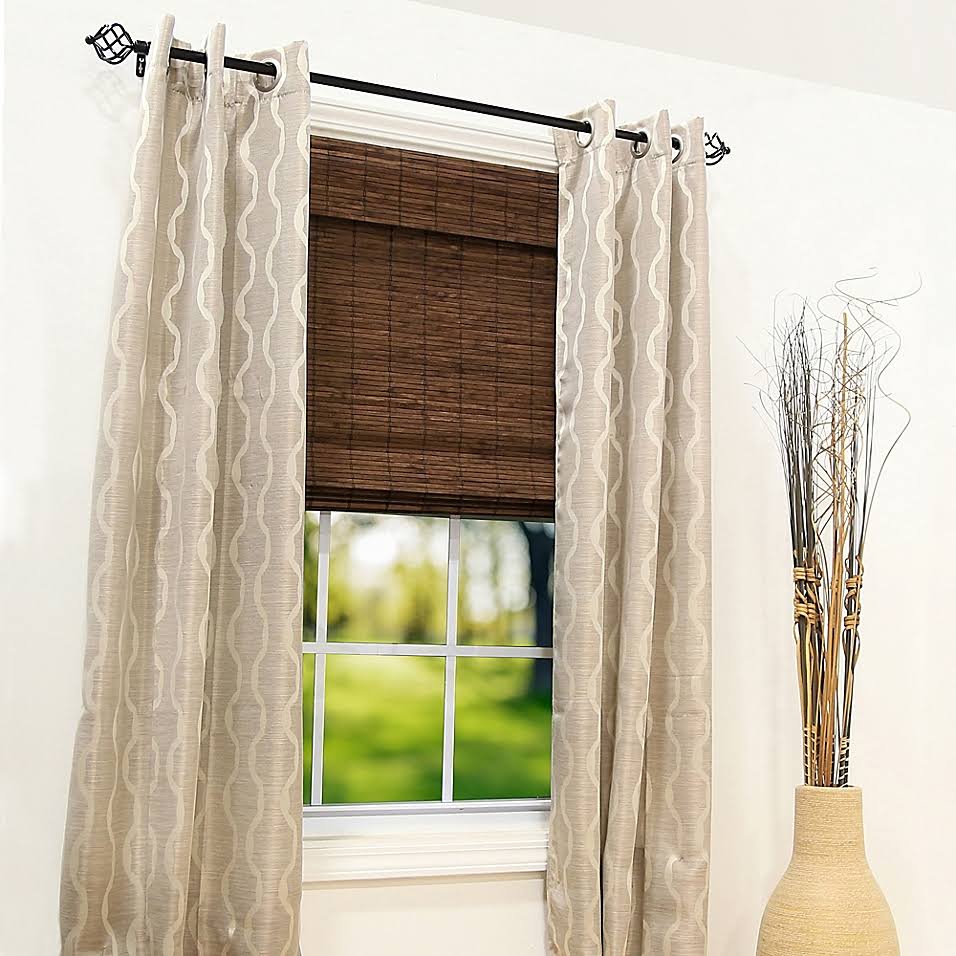 Pecan Brown Cordless Bamboo Roman Shade L761
