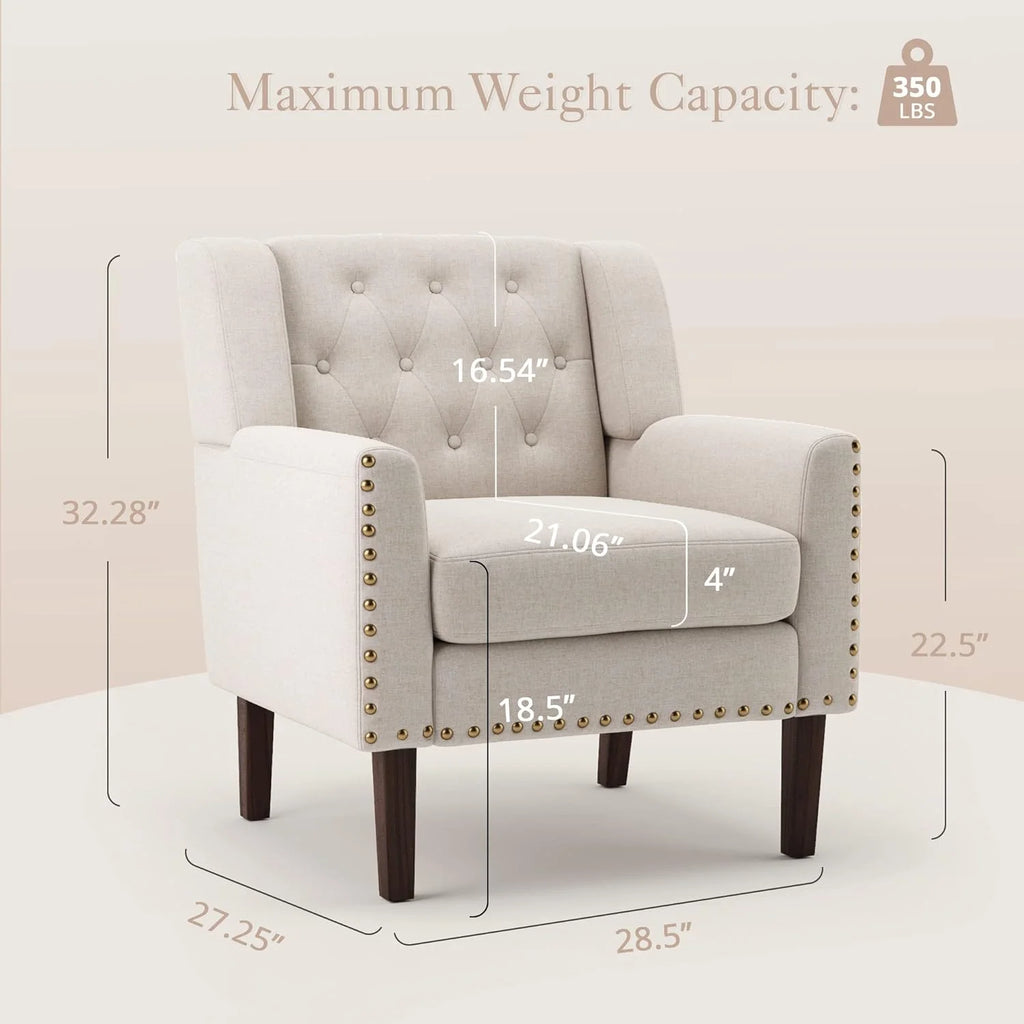 Navy Blue Linen Upholstered Button Tufted Accent Chair Z8531