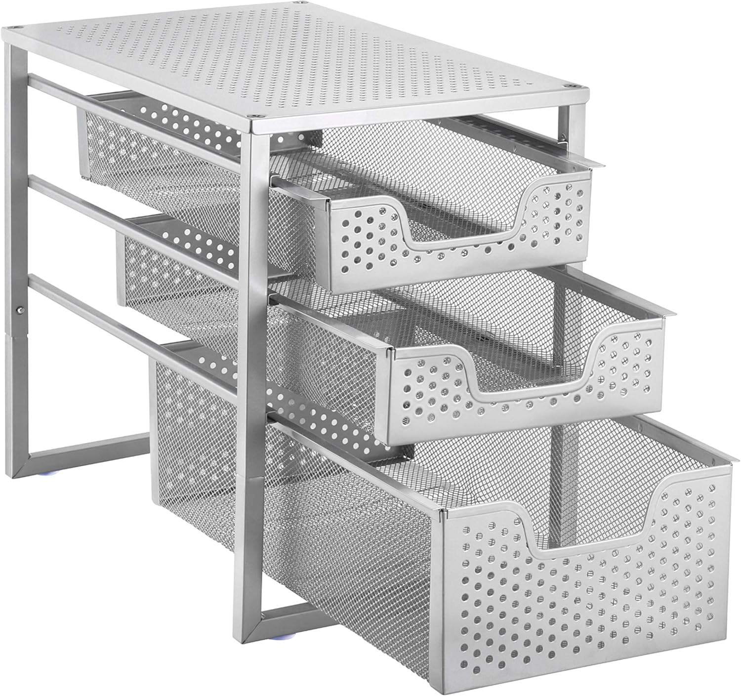 White 3-Tier Under Sink Cabinet Organizer with Sliding Storage Drawer Z620