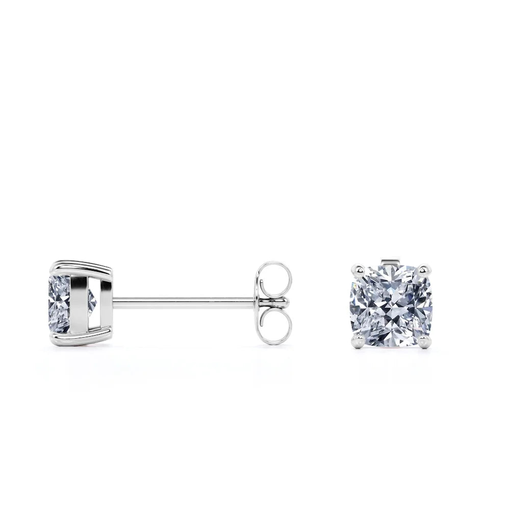 3 Carat Cushion Cut Moissanite Solitaire Stud Earrings C531